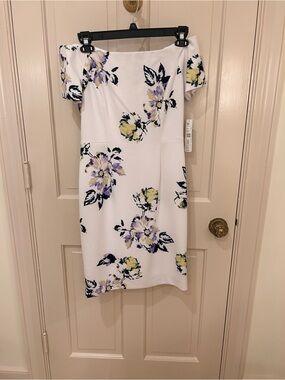 Antonio Melani Floral Off-Shoulder White Midi Dress